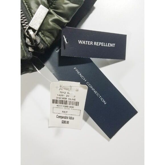 NWT French Connection Designer Brand Quilted Jacket Olive Puffer XS Womens - Picture 3 of 5